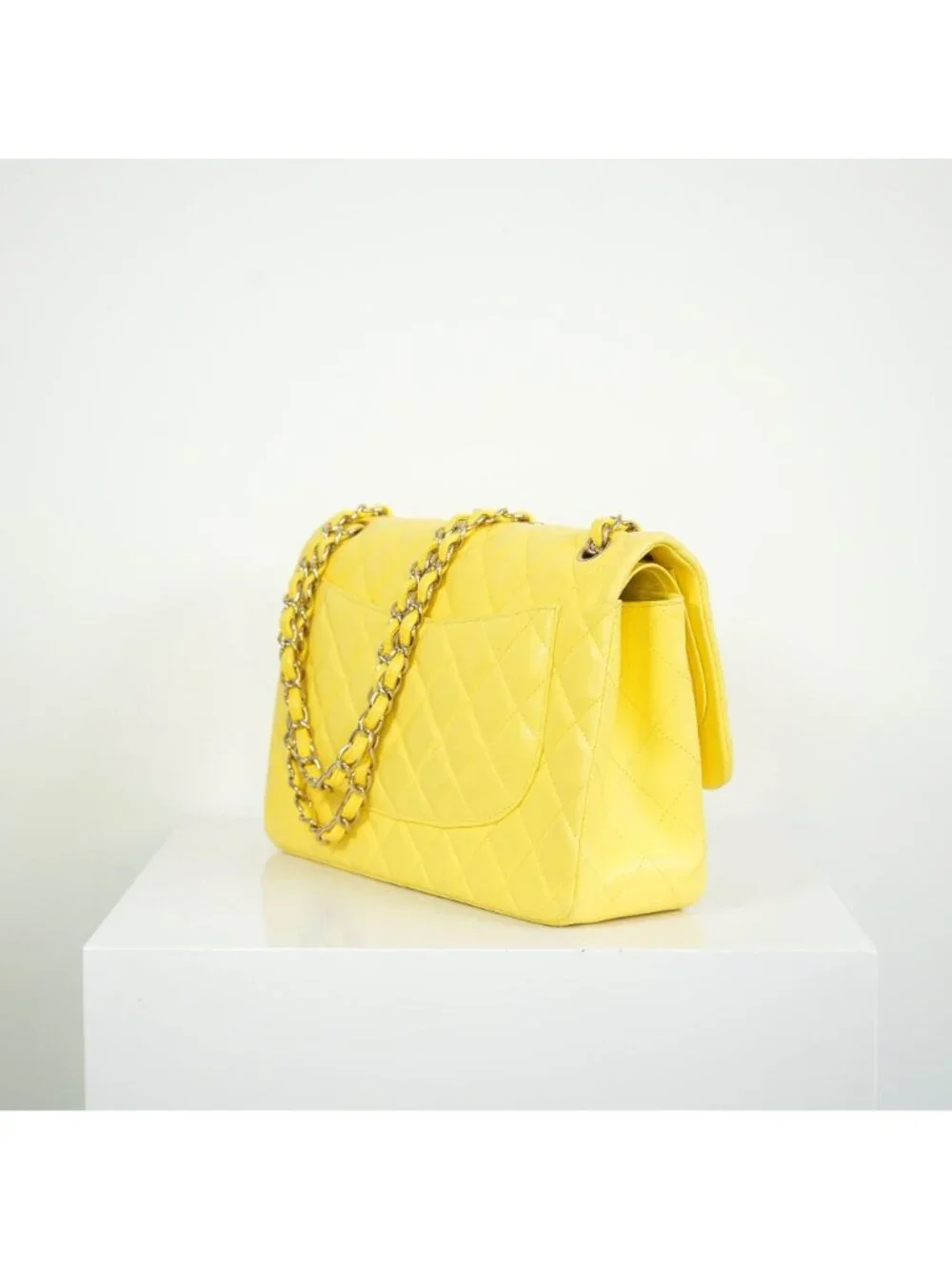 Chanel Yellow Lambskin Jumbo Double Flap Bag Full Set